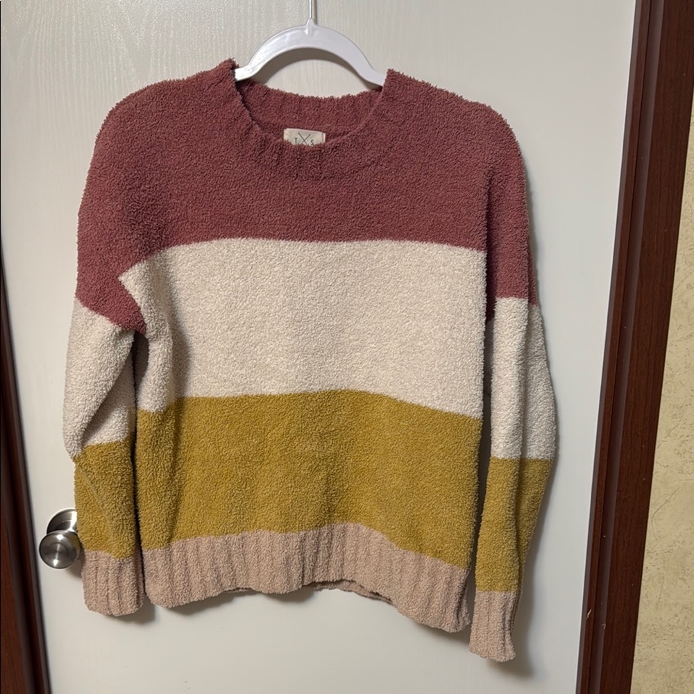 T S Colorblock Sweater - Pink, Cream, Yellow Size S